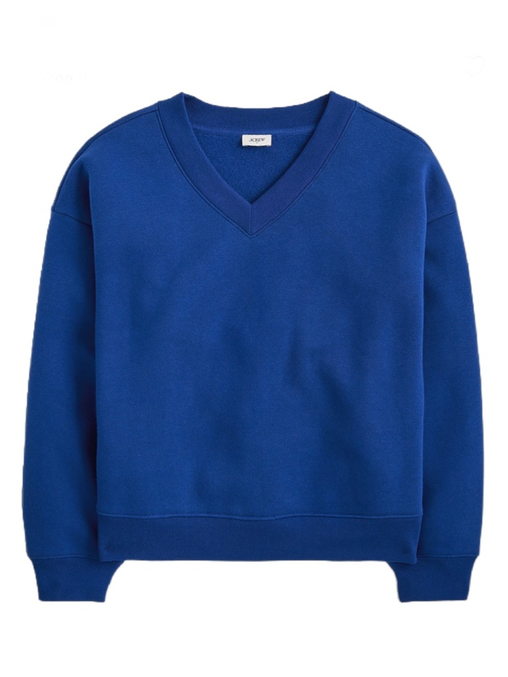 J. Crew NWT Fleece V-neck Woman sweatshirt Bright Indigo XL